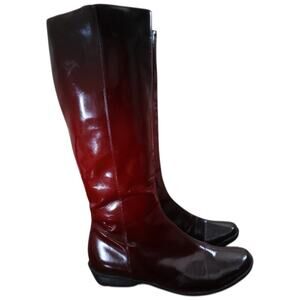AQUATALIA Marvin K Wasabi 3 Tall Patent Leather Boots Red Ombre Size 8.5